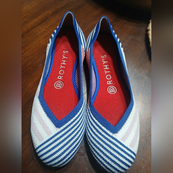 Rothy's Shoes - Rothy's "The Flat" Shoe In Rare Retired Pink Mixed Stripe Comfort Career Casual